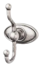 Edwardian Bath Double Hook Oval Backplate in Antique Pewter ED2APC