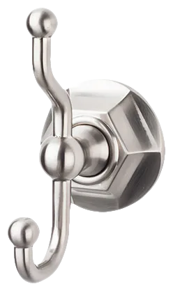 Edwardian Bath Double Hook - Hex Backplate ED2BSNB Brushed Satin Nickel