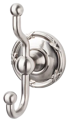 Edwardian Bath Double Hook - Ribbon Backplate ED2BSNE Brushed Satin Nickel