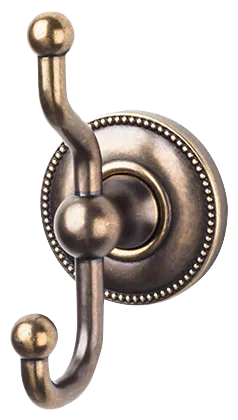 Edwardian Bath Double Hook - Beaded Backplate ED2GBZA German Bronze