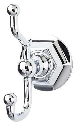 Edwardian Bath Double Hook - Hex Backplate ED2PCB Polished Chrome