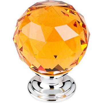 Amber Crystal Knob 1 3/8'' TK112PC Polished Chrome Base