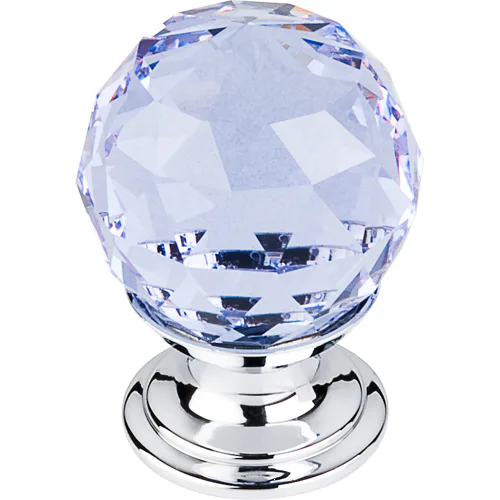 Light Blue Crystal Knob 1 1/8'' TK113PC Polished Chrome Base