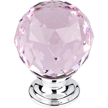 Pink Crystal Knob 1 3/8'' TK118PC Polished Chrome Base
