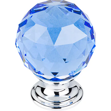 Blue Crystal Knob 1 3/8'' TK124PC Polished Chrome Base