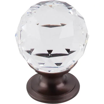 Clear Crystal Knob 1 1/8'' TK125ORB Oil Rubbed Bronze Base