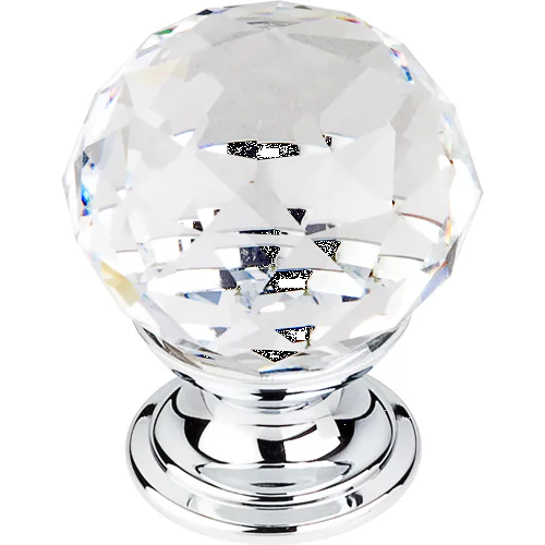 Clear Crystal Knob 1 1/8'' TK125PC Polished Chrome Base