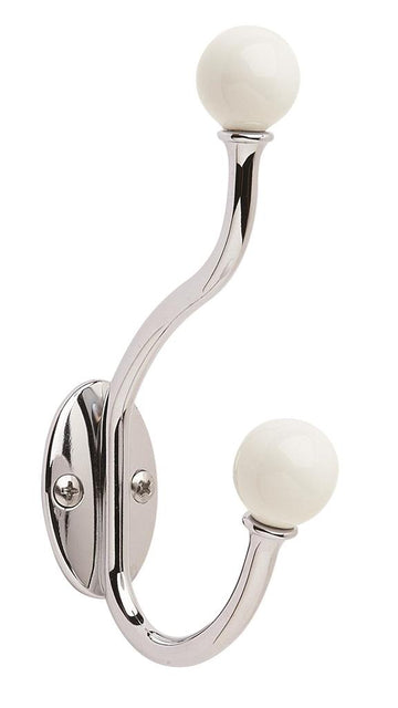 Decorative Hooks Globe White/Polished Chrome Coat and Hat Hook H55469W26